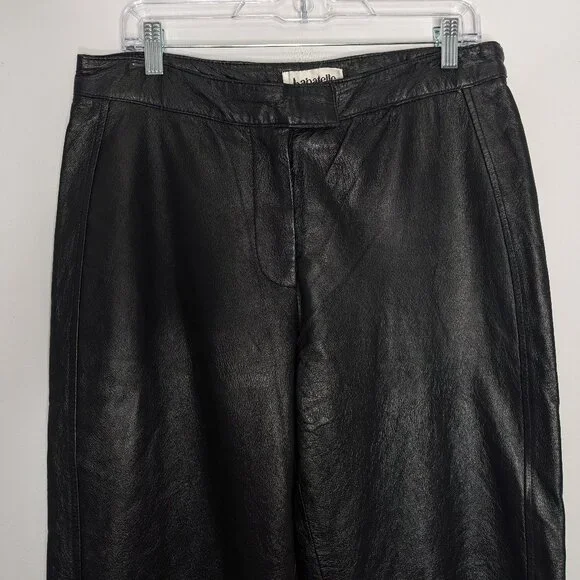 Bagatelle Vintage 90s Black Leather Pants Relaxed Fit High Waist Size 12 - Picture 6 of 9